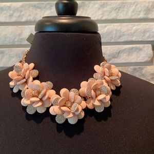 Natasha light pink flower choker,  faux diamonds